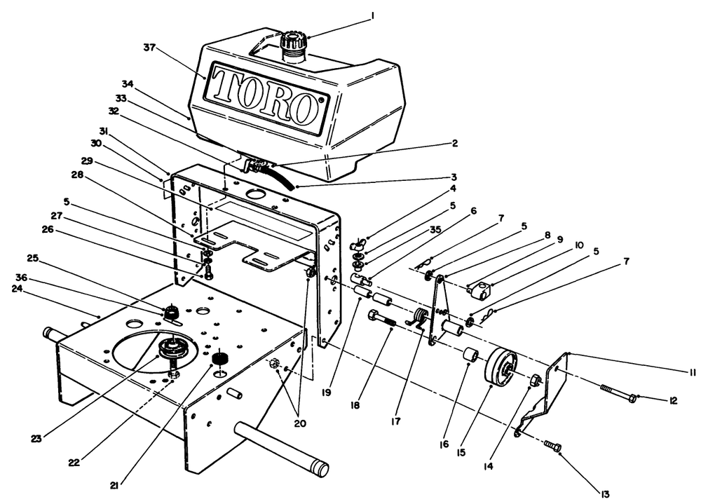 Frame Assembly Diagram and Parts List for 30170 1000001 - 1999999 Toro Lawn Tractor Accessories