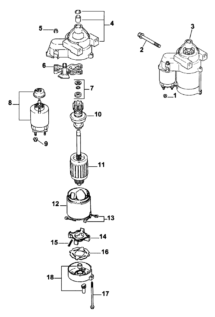 Starting System Assembly Diagram and Parts List for 74171 (200000001-200999999)(2000) Toro Lawn Mower