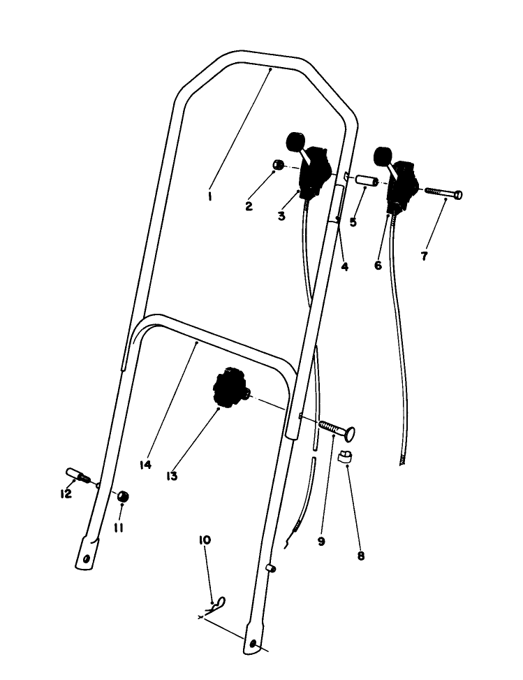 Handle Assembly Diagram and Parts List for 16299 5000001 - 5999999 Toro Lawn Mower