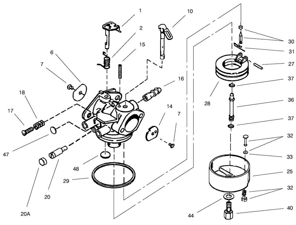 Carburetor Tecumseh #640052 Diagram and Parts List for 38084 9900001 - 9999999 Toro Snow Blower