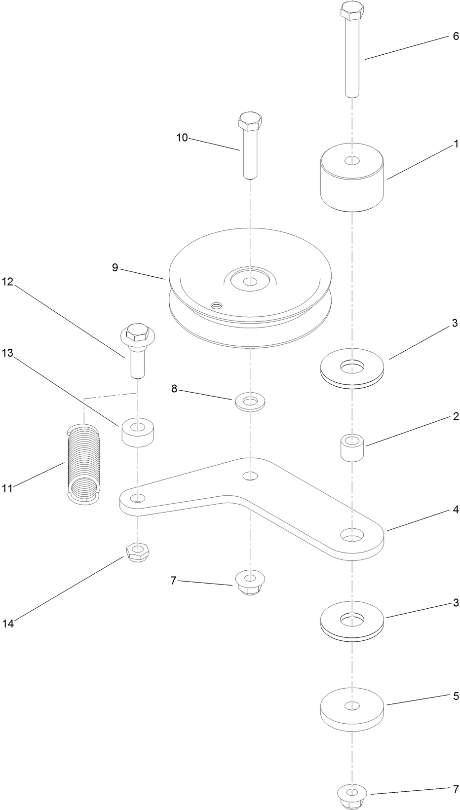 Pump Idler Assembly Diagram and Parts List for 74583 (314000001-314999999)(2014) Toro Lawn Mower