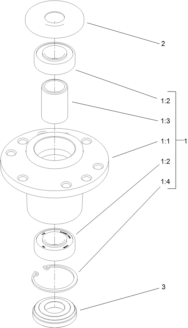 Cutter Housing Assembly Diagram and Parts List for 22203TE (312000001-312999999)(2012) Toro Lawn Mower