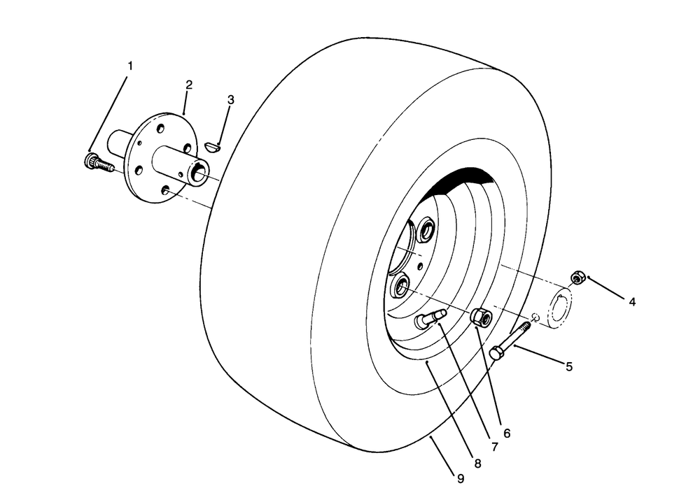 Front Wheel Assembly Diagram and Parts List for 30718 4900001 - 4999999 Toro Lawn Tractor