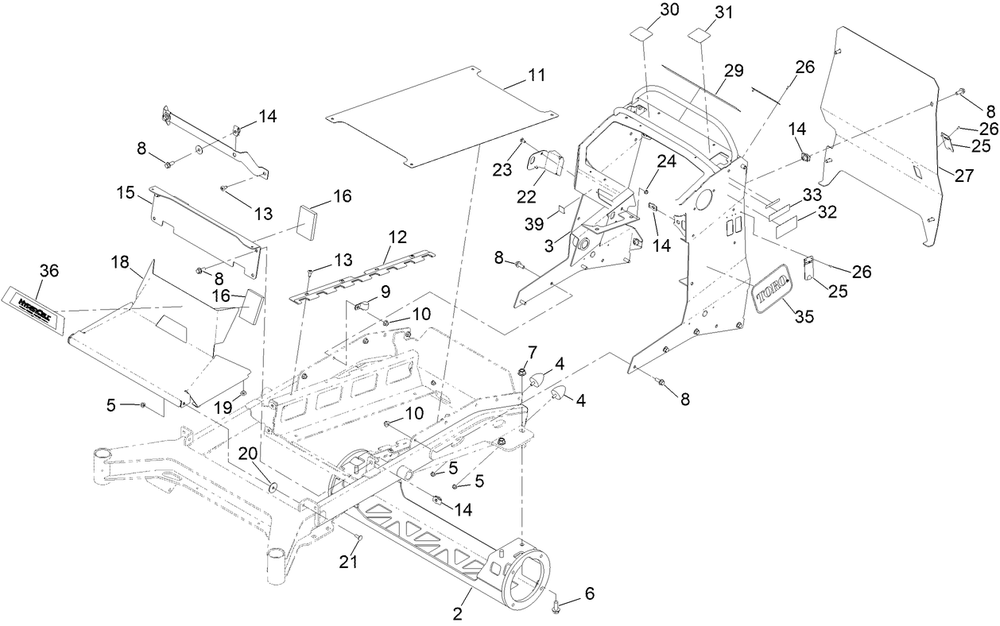 Frame Assembly Diagram and Parts List for 18850TE 400000000 - 414299999 Toro Lawn Mower