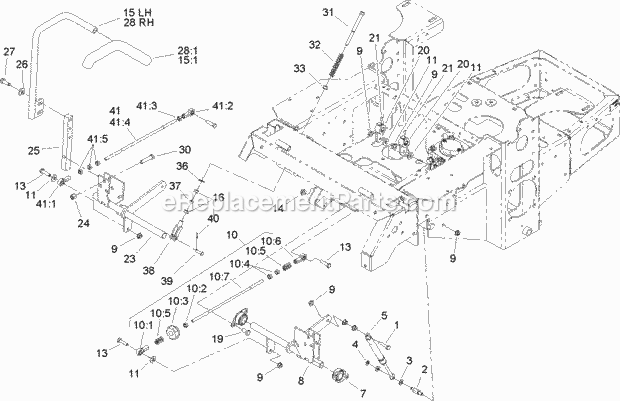 Steering Control Assembly Diagram and Parts List for 74165 240000001-240999999 Toro Lawn Mower