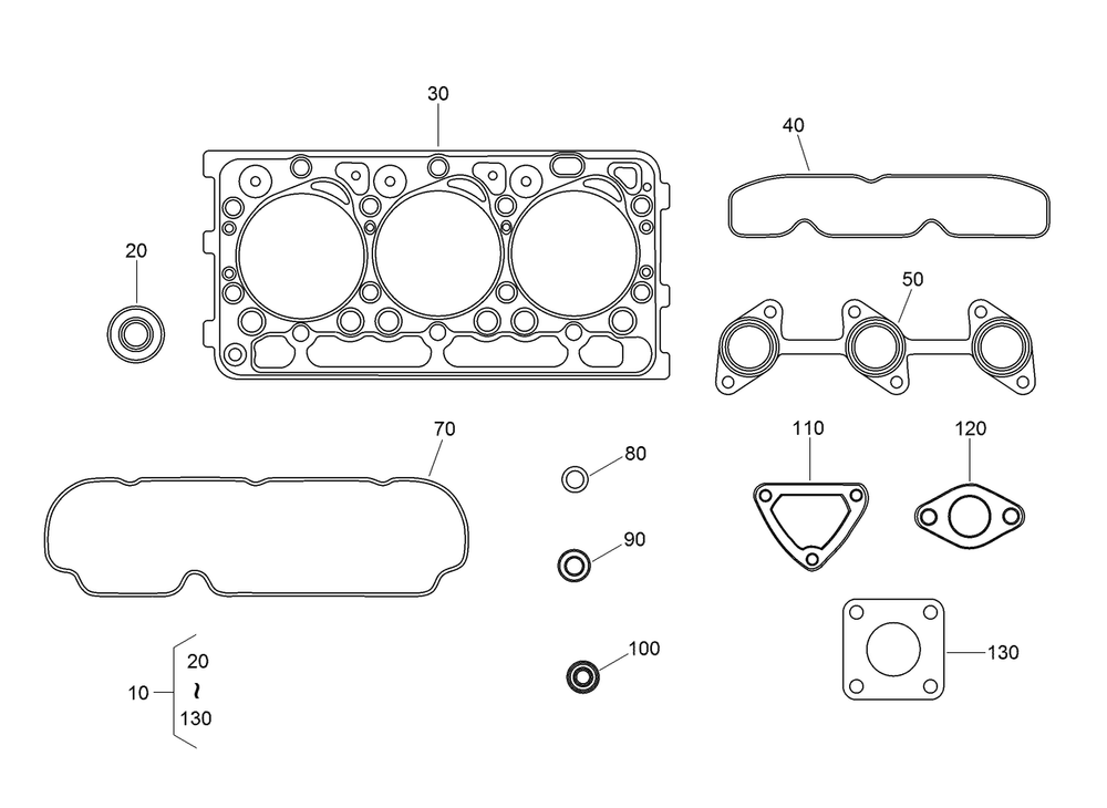 Upper Engine Gasket Kit Diagram and Parts List for 74264TE (314000001-314999999)(2014) Toro Lawn Mower
