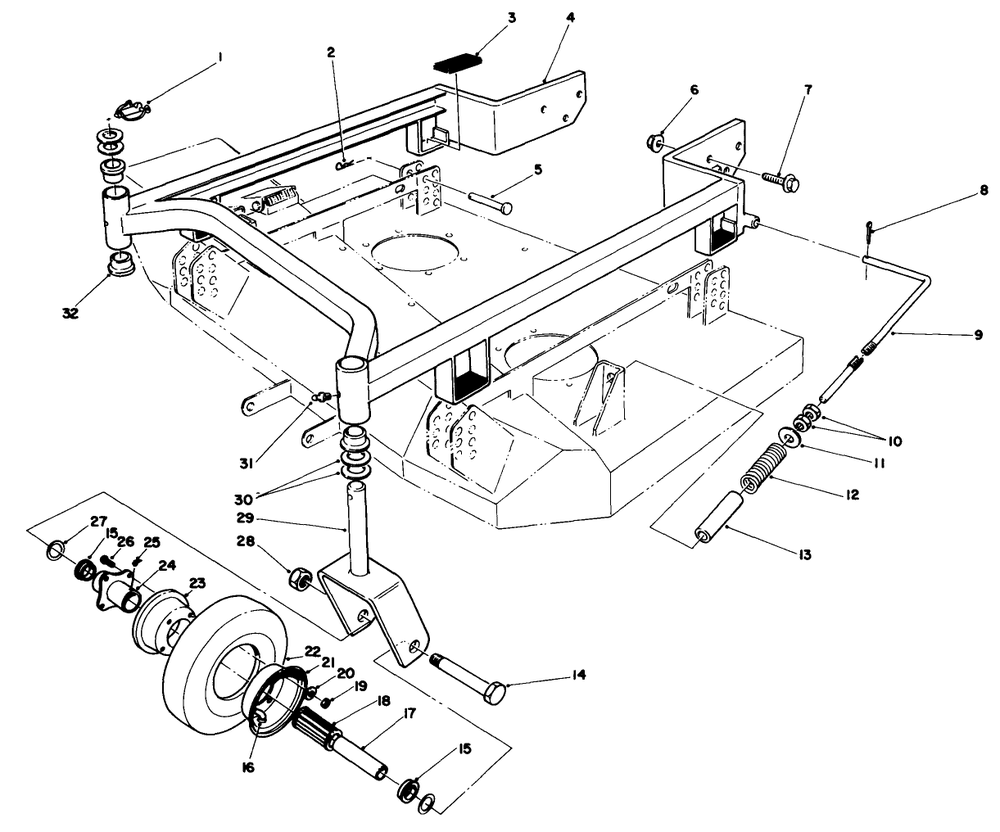 36" Carrier Frame Model No. 30136 Diagram and Parts List for 30113 6000001 - 6999999 Toro Lawn Tractor Accessories