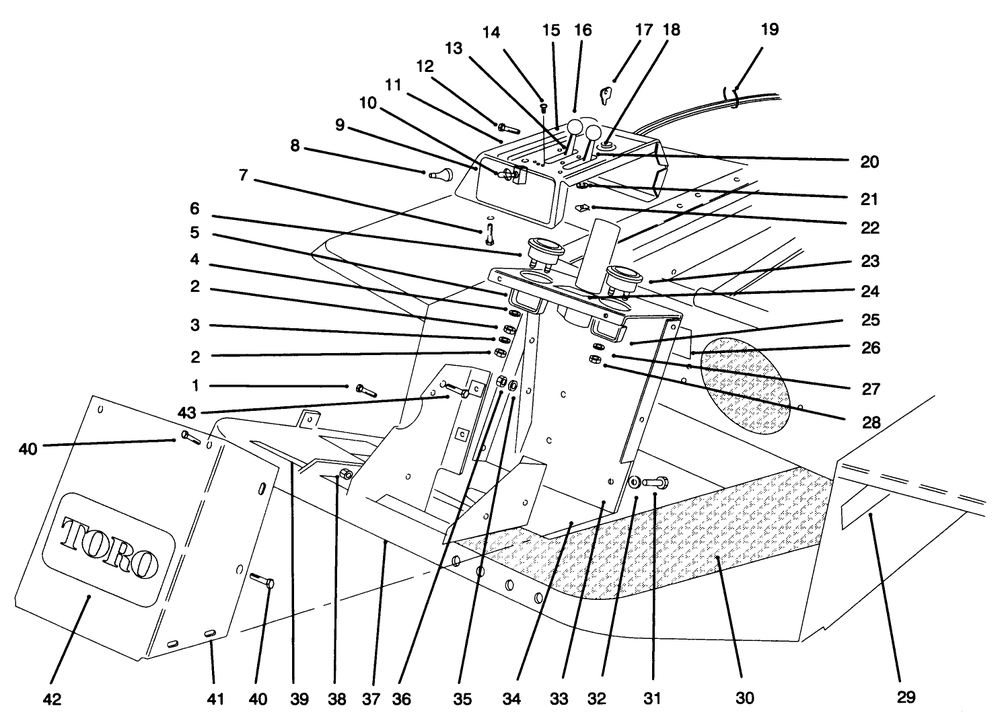 Instrument Panel & Steering Post Diagram and Parts List for 30620 690001 - 699999 Toro Lawn Tractor