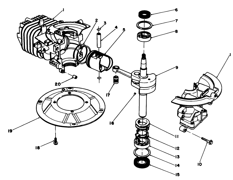 Crankshaft Assembly Diagram and Parts List for 20582C 6000001 - 6999999 Toro Lawn Mower