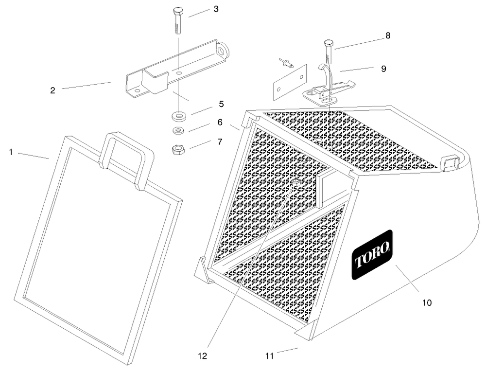 Hopper Assembly Diagram and Parts List for 30141 890001 - 899999 Toro Lawn Mower