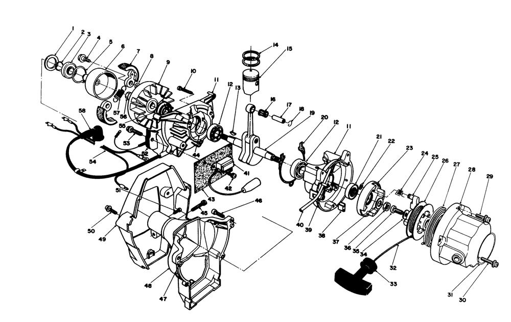 Engine Assembly Diagram and Parts List for 51641 6000001 - 6999999 Toro Trimmer