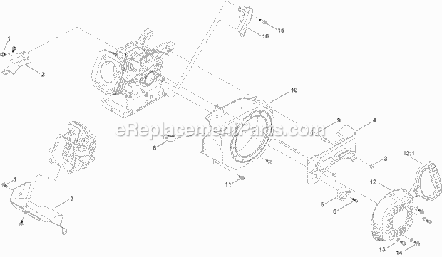 Blower Housing And Shrouds Assembly Diagram and Parts List for 38811 316000001-316999999 Toro Snow Blower