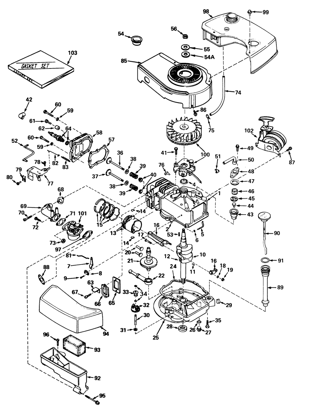 Engine Tecumseh Model Tnt100-10042 (Mower Model No. 21610) Diagram and Parts List for 21711 5000001 - 5999999 Toro Lawn Mower