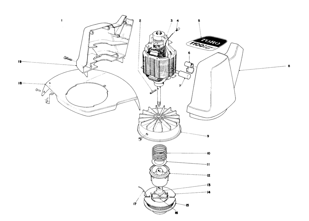 Motor & Housing Assembly Diagram and Parts List for 51316 1000001 - 1999999 Toro Trimmer