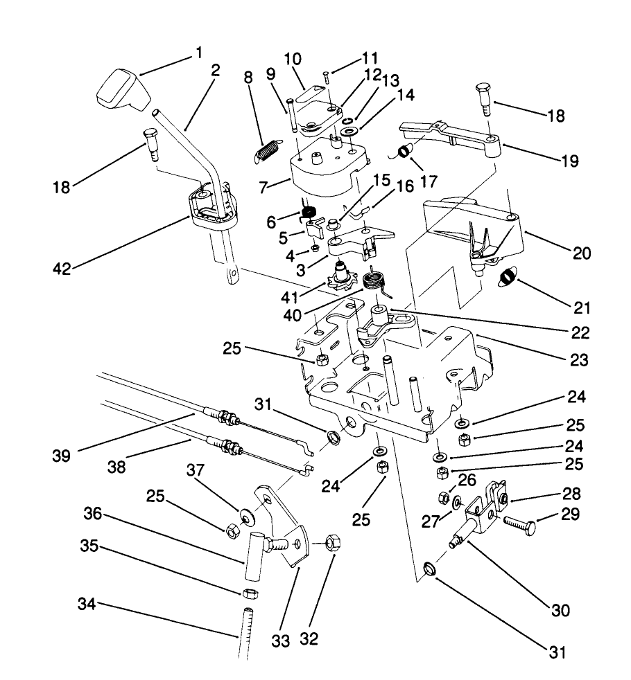 Traction Linkage Assembly Diagram and Parts List for 38566 1000001 - 1999999 Toro Snow Blower