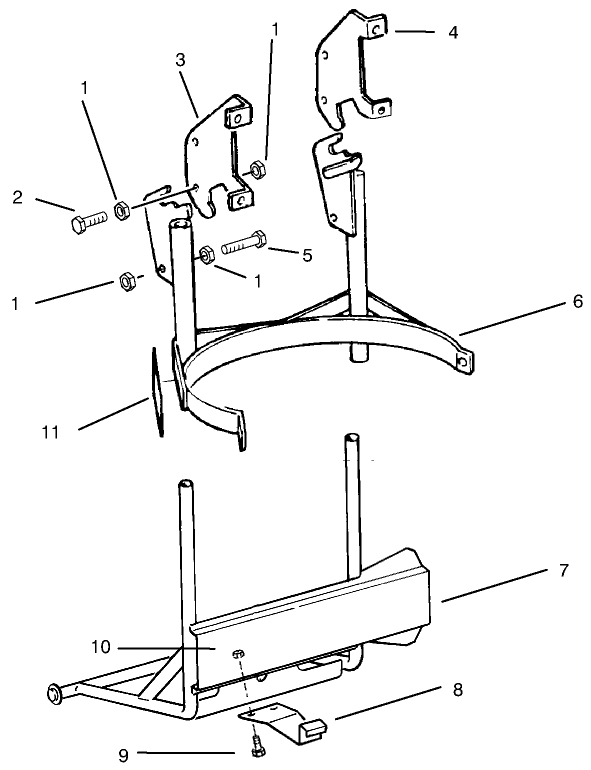 Canister Support Assembly Diagram and Parts List for 79402 69000001 - 69999999 Toro Lawn Tractor Accessories