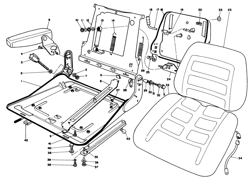 Deluxe Suspension Seat Model No. 30756 (Optional) Diagram and Parts List for 30718 1000001 - 1999999 Toro Lawn Tractor