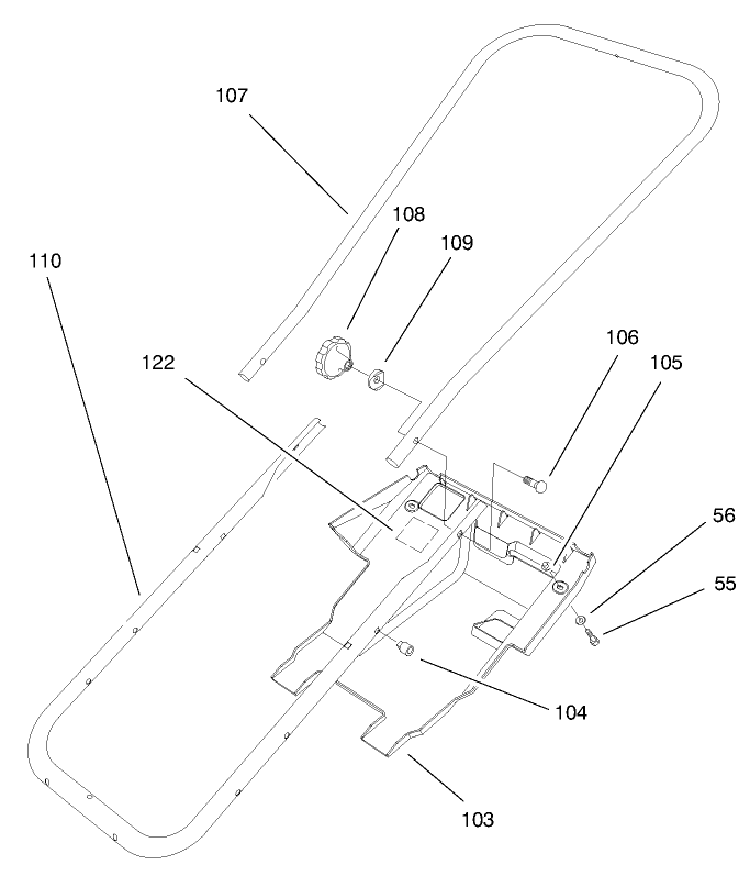 Handle Assembly Diagram and Parts List for 38176 7900001 - 7999999 Toro Snow Blower