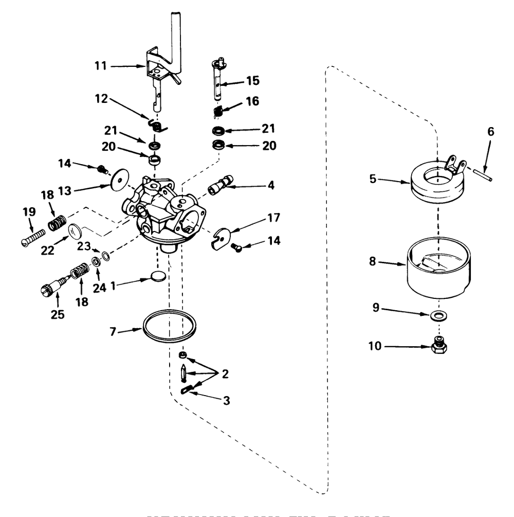 Carburetor No. 632074 Diagram and Parts List for 23370 8000001 - 8999999 Toro Lawn Mower