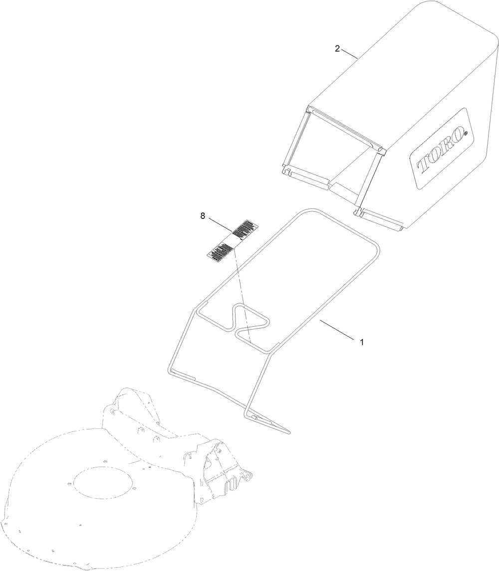Rear Grass Bag Assembly Diagram and Parts List for 21357 412246472 - 999999999 Toro Lawn Mower