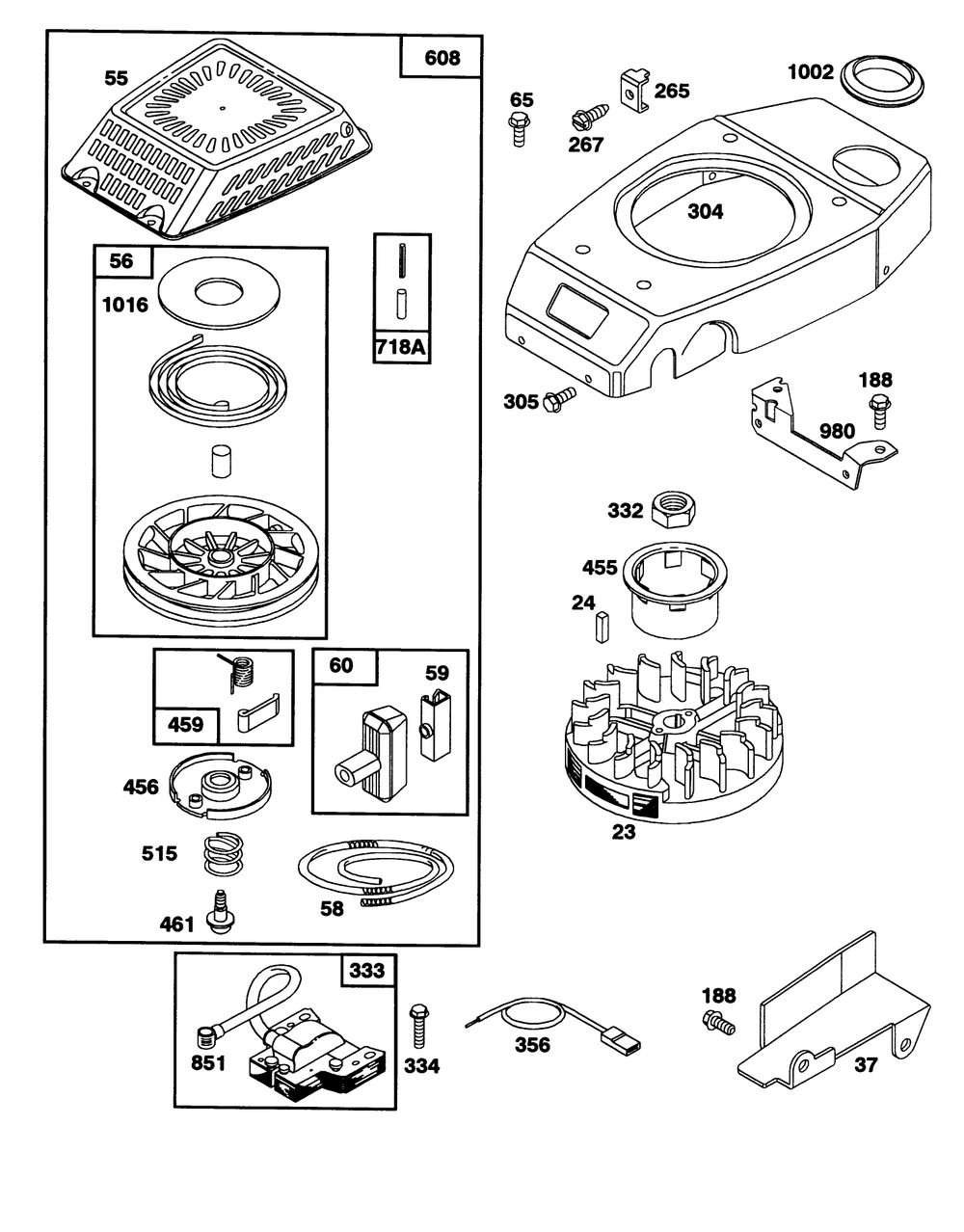 Engine Gts-150 77-8980 Diagram and Parts List for 20324 2000001 - 2999999 Toro Lawn Mower