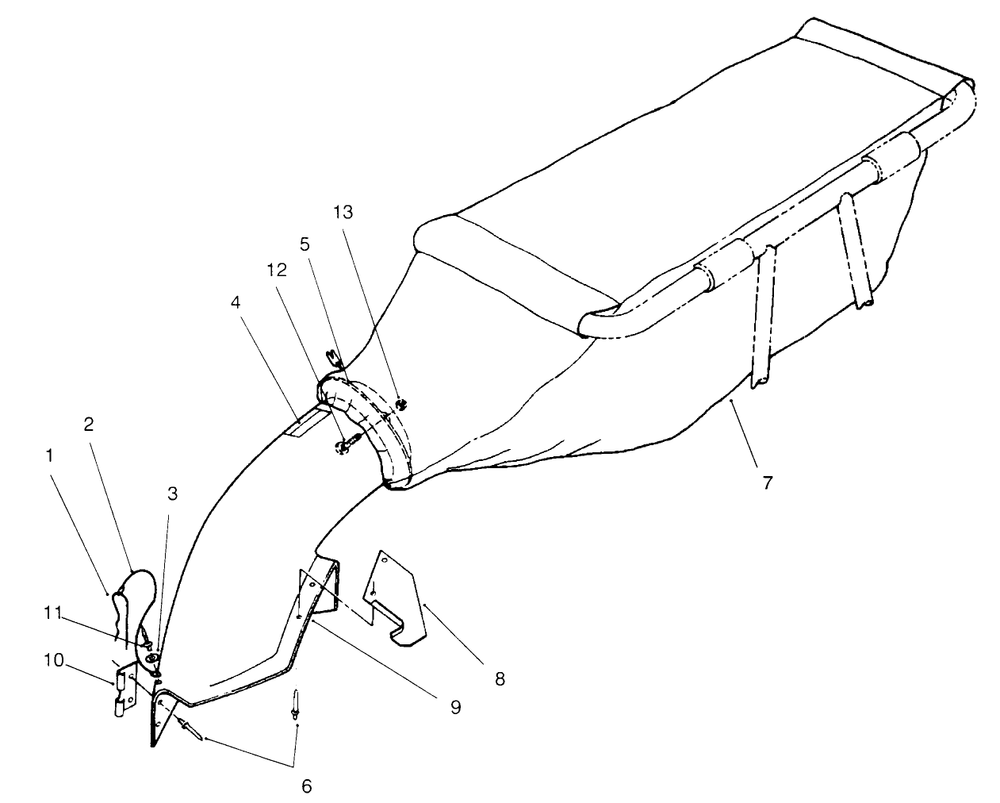 Chute & Bag Assembly Diagram and Parts List for 30124 790001 - 799999 Toro Lawn Tractor Accessories