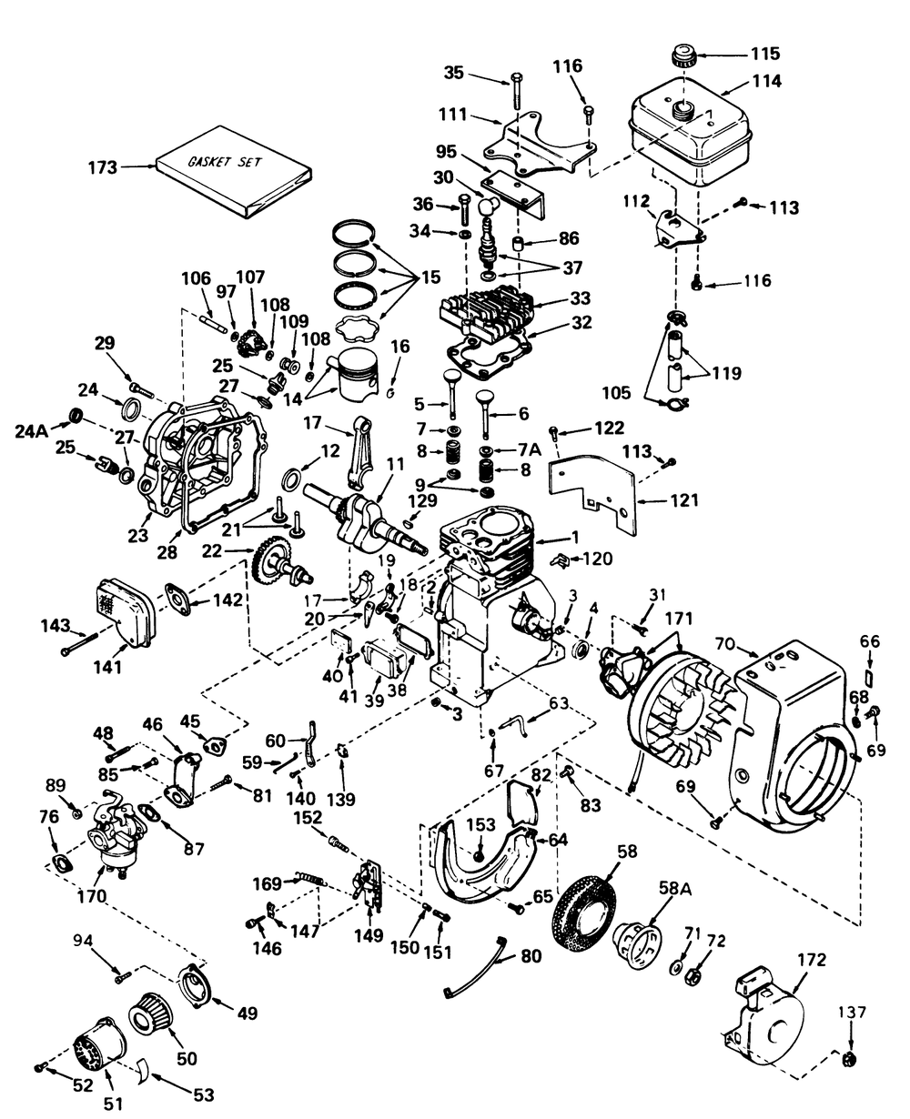 Engine Tecumseh-Model Hs50-67089a Diagram and Parts List for 58235 5000001 - 5999999 Toro Tiller