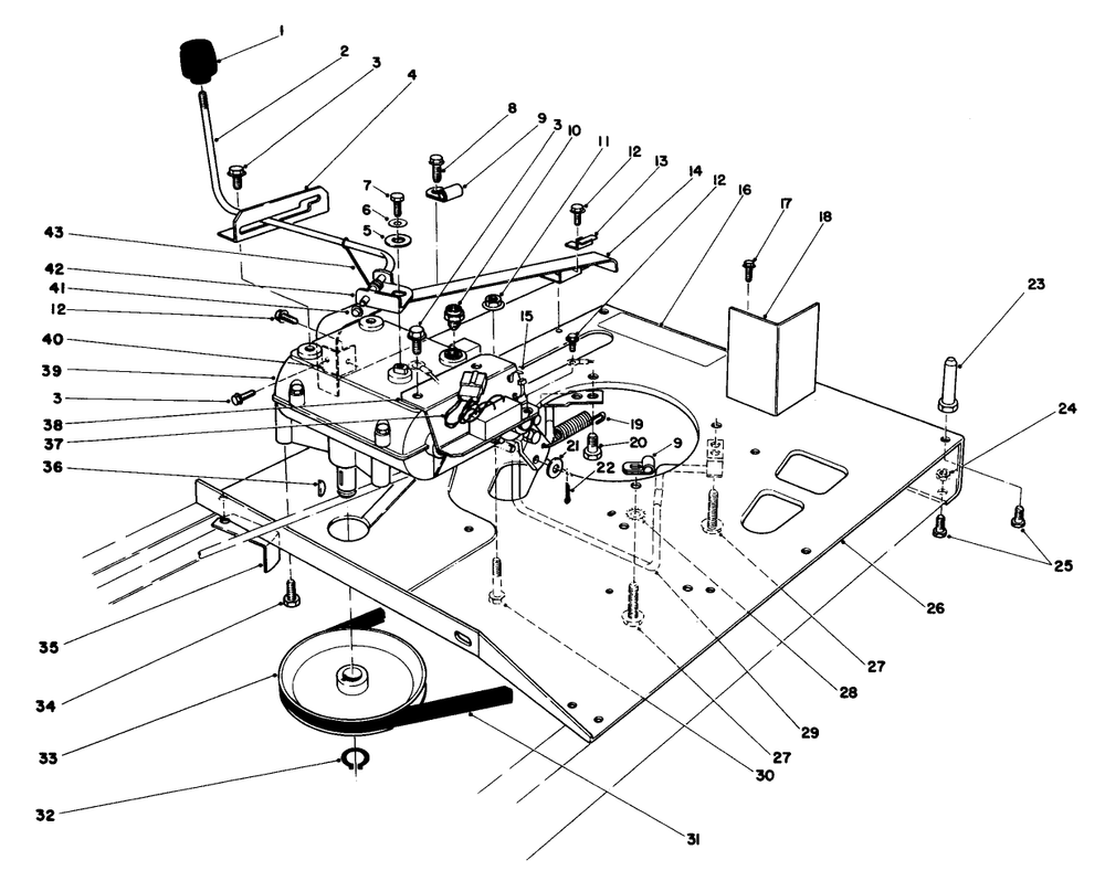 Engine Plate And Shift Assembly Diagram and Parts List for 56125 4000001 - 4999999 Toro Lawn Tractor