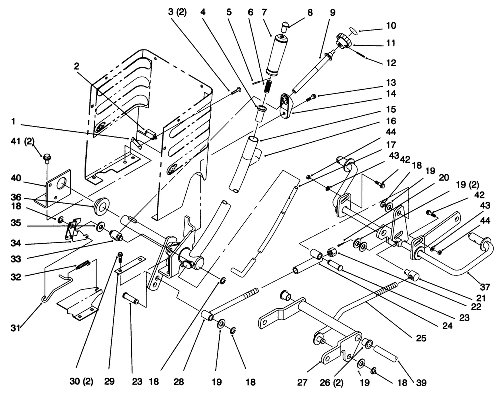 Lift Lever And Height Of Cut Diagram and Parts List for 72043 6900001 - 6999999 Toro Lawn Tractor