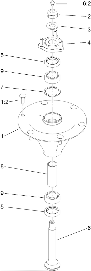 Spindle Assembly Diagram and Parts List for 74268 (313000001-313999999)(2013) Toro Lawn Mower