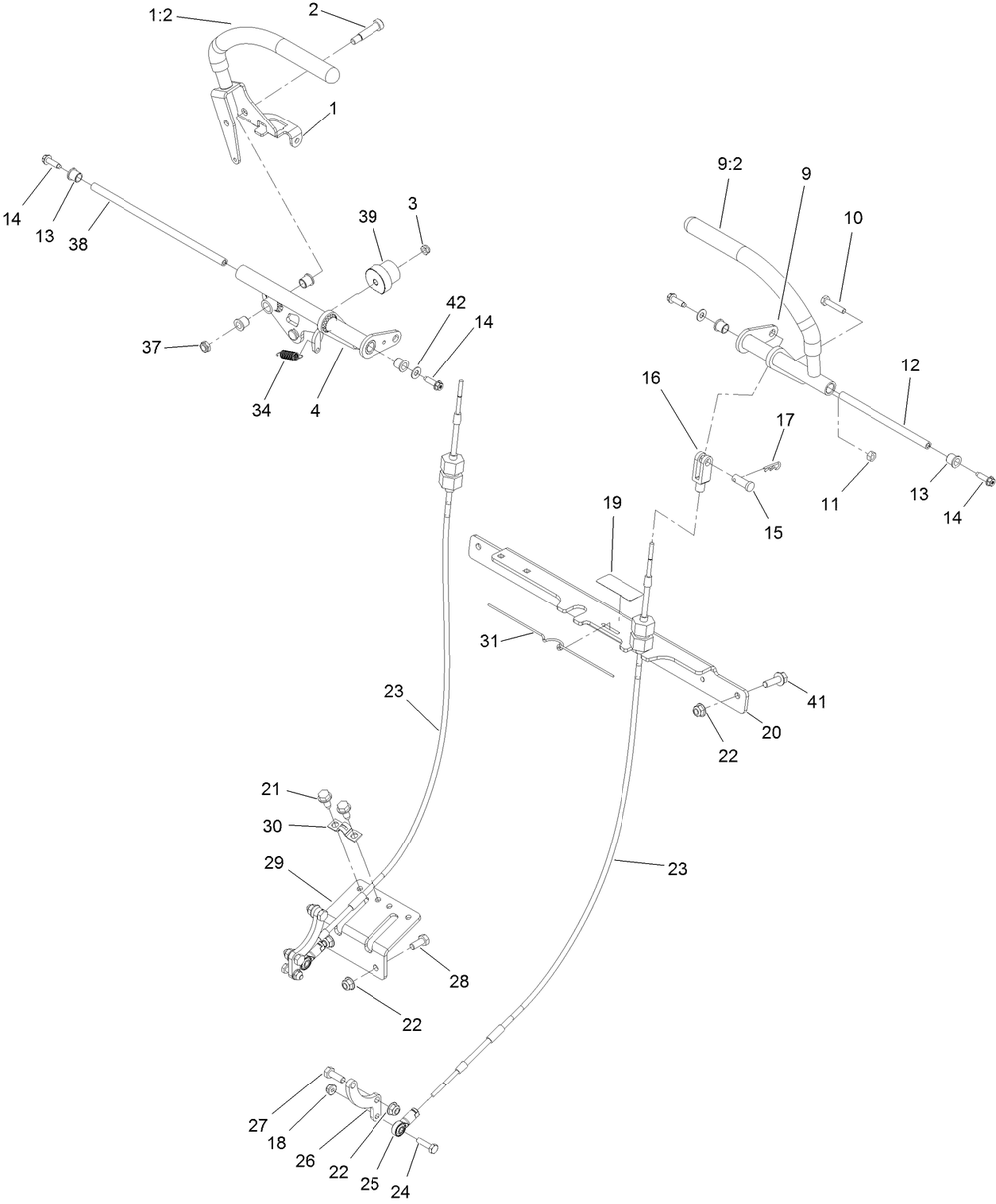 Motion Control Assembly Diagram and Parts List for 74536TE 413000000 - 417999999 Toro Lawn Tractor
