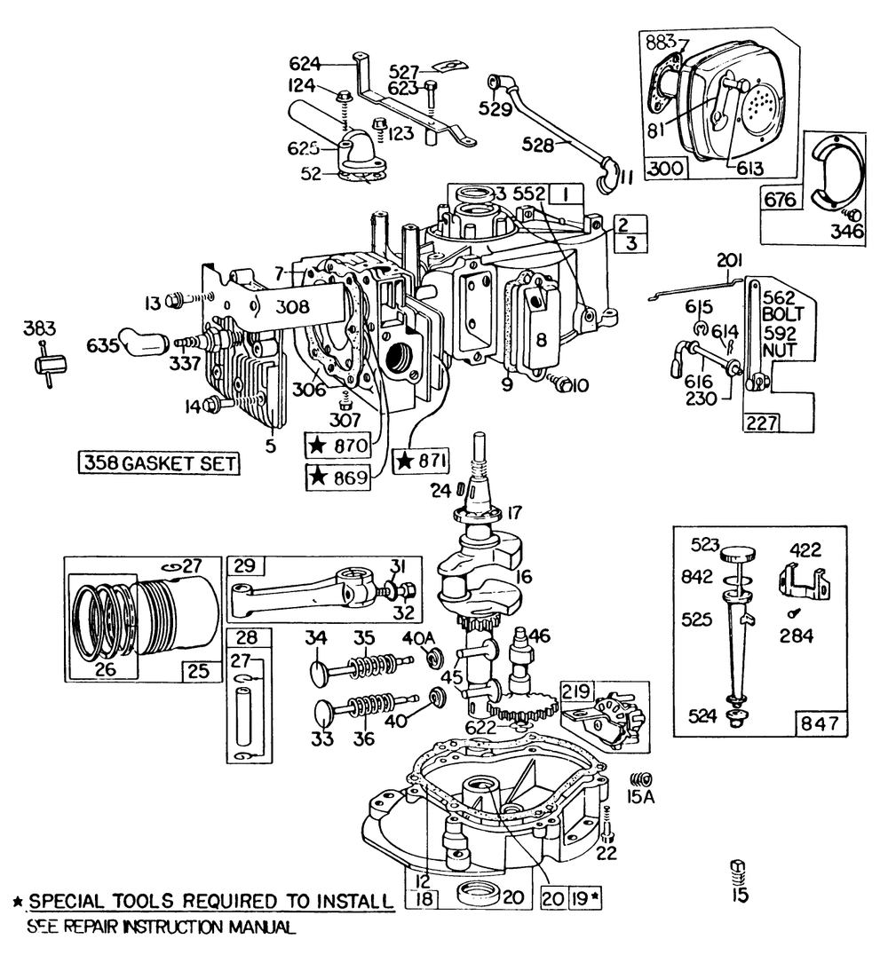 Engine Briggs & Stratton Model 131922-0163-01 Diagram and Parts List for 22020 3000001 - 3999999 Toro Lawn Mower