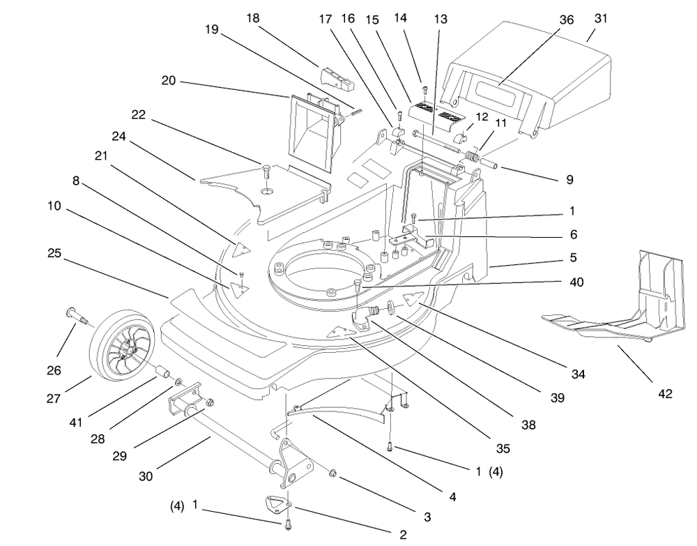 Housing Assembly Diagram and Parts List for 20808 7900001 - 7999999 Toro Lawn Mower