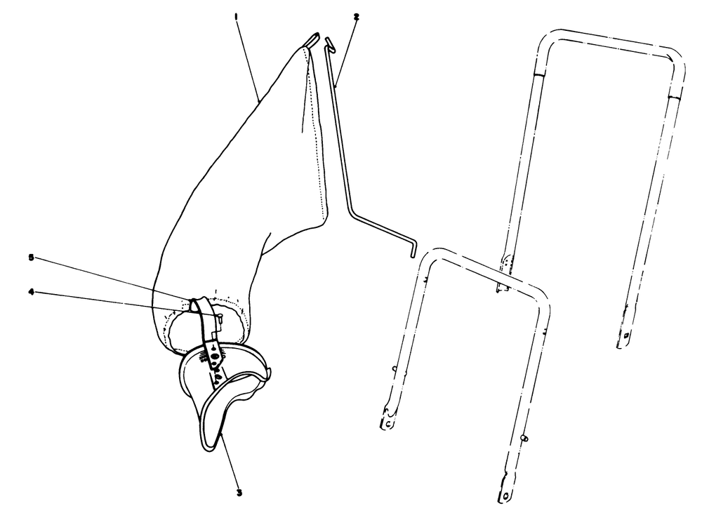 Grass Bagging Kit No. 38-0050 (Optional) Diagram and Parts List for 22510 8000001 - 8999999 Toro Lawn Mower