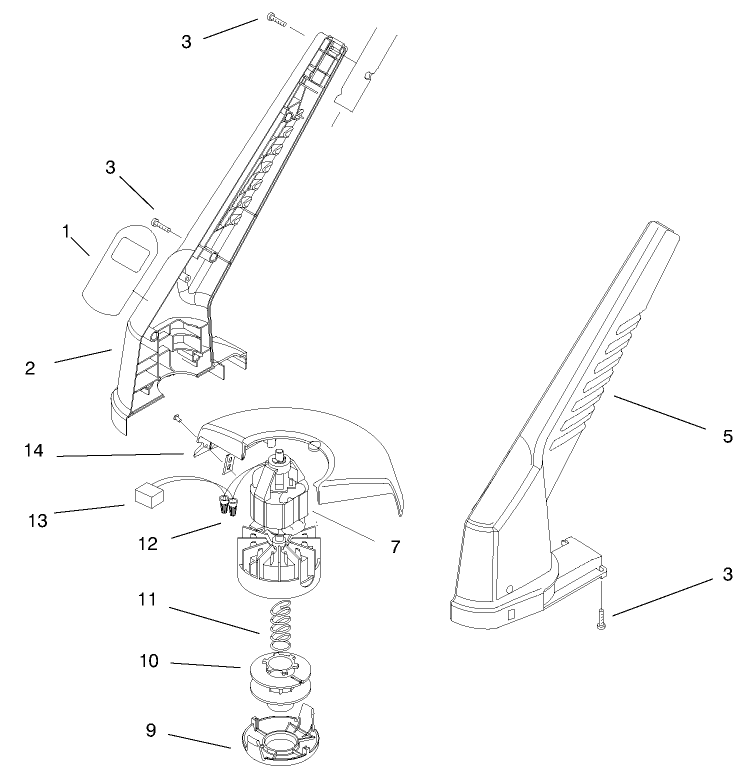 Motor & Housing Assembly Diagram and Parts List for 51249 8900001 - 89999999 Toro Trimmer