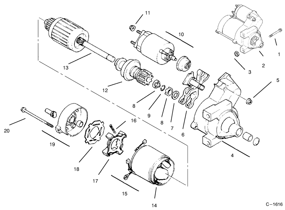 Starter Diagram and Parts List for 30612 890001 - 899999 Toro Lawn Tractor
