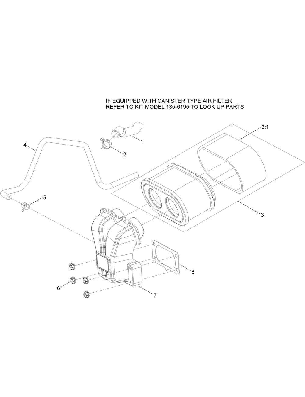 Air Intake And Filtration Assembly Diagram and Parts List for 74687 408976622 - 410149999 Toro Lawn Tractor