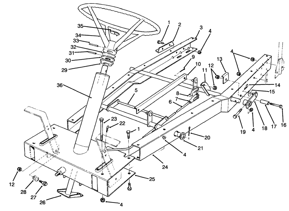 Frame Assembly Diagram and Parts List for 70040 49000001 - 49999999 Toro Lawn Tractor