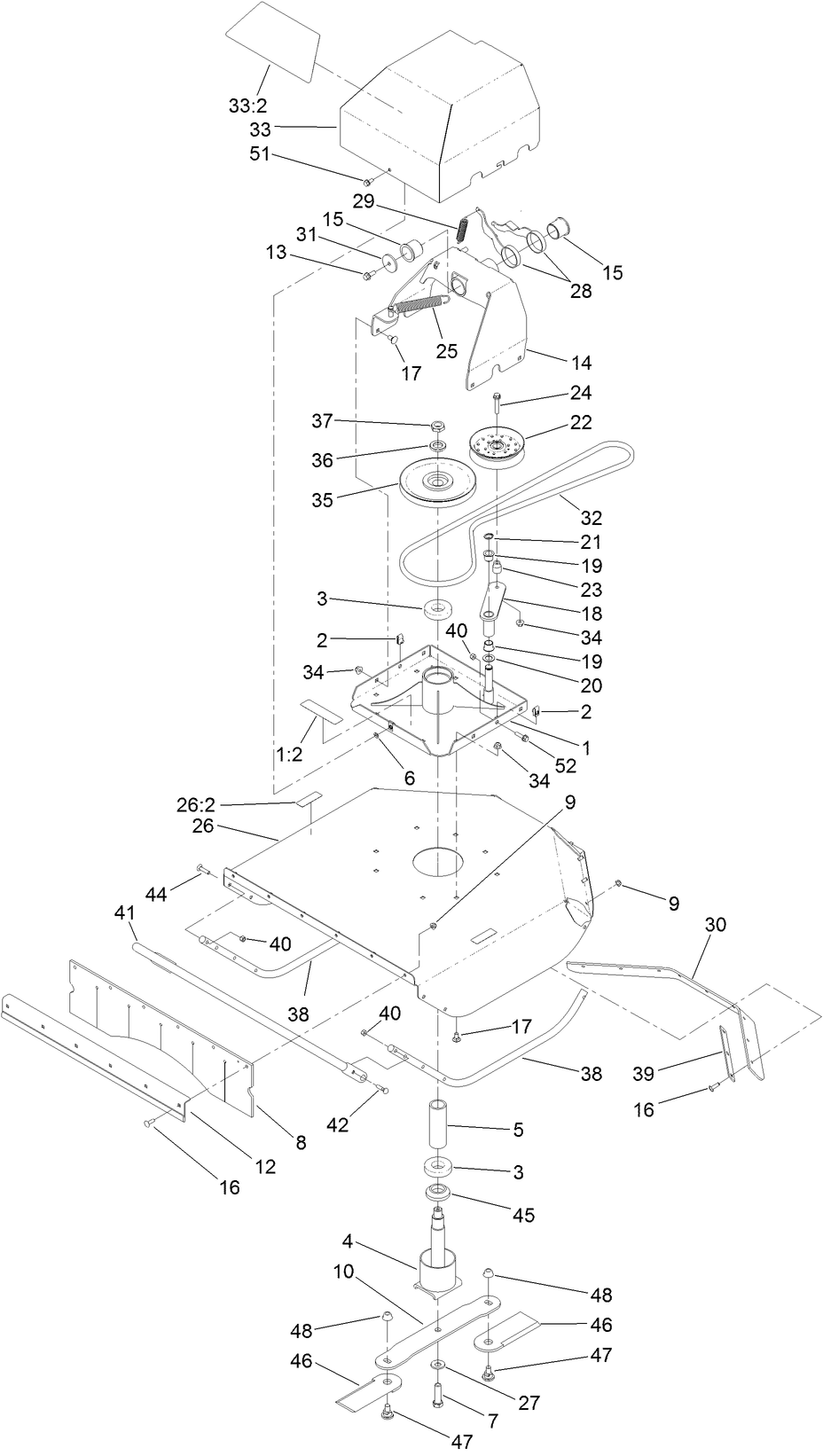 Deck Assembly Diagram and Parts List for 33522 411000000 - 411999999 Toro Trimmer