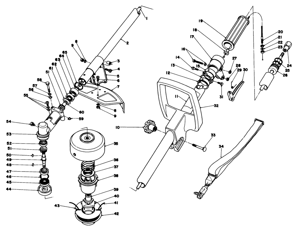 Drive Shaft & Trimmer Head Assembly Model 30900 Diagram and Parts List for 30900 0000001 - 0999999 Toro Trimmer
