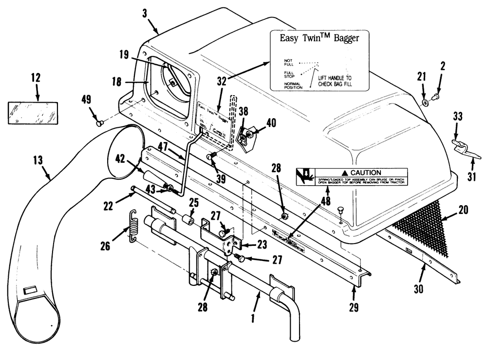 Cover & Chute Assembly Diagram and Parts List for 07-11BY01 2000001 - 2999999 Toro Lawn Tractor Accessories