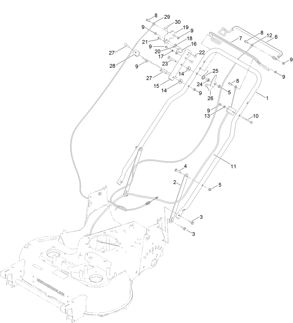 Handle Assembly Diagram and Parts List for 22215 400000000-405319999 Toro Lawn Mower