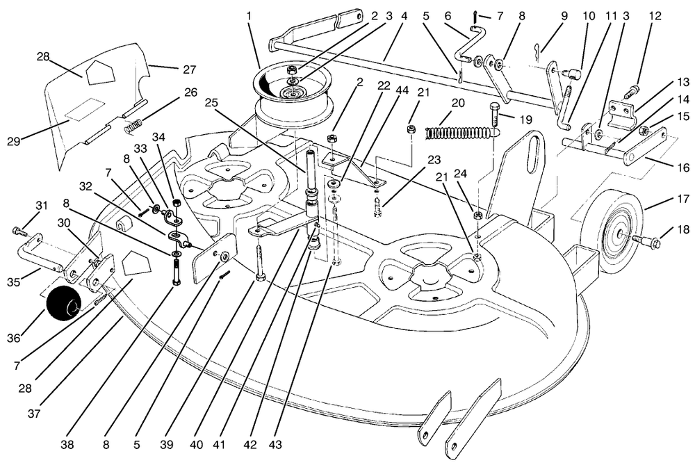 Cutting Unit Assembly Diagram and Parts List for 78215 4900001 - 4999999 Toro Lawn Tractor