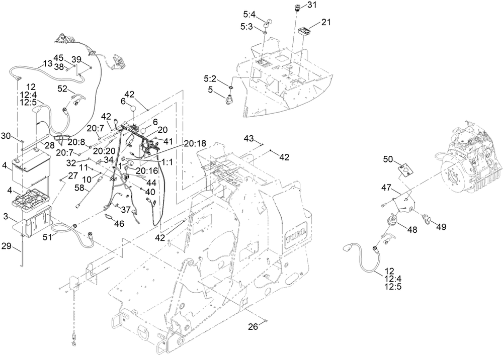 Electrical Assembly Diagram and Parts List for 22327 407400000 - 407999999 Toro Lawn Tractor Accessories