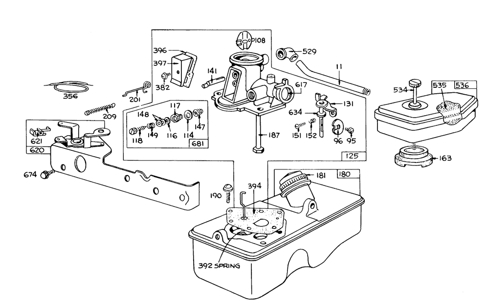 Briggs & Stratton Carburetor Assembly Model 390064 Diagram and Parts List for 16169 6000001 - 6999999 Toro Lawn Mower