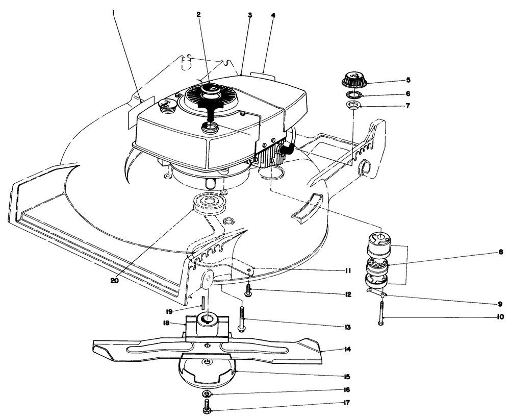 Engine Assembly Diagram and Parts List for 20705 9000001 - 9999999 Toro Lawn Mower
