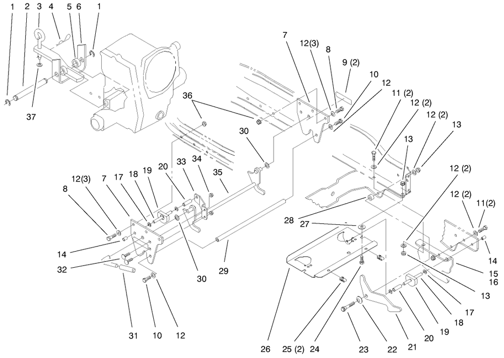 Attach-A-Matic & Hitch Assembly Diagram and Parts List for 73561 9900001 - 9999999 Toro Lawn Tractor