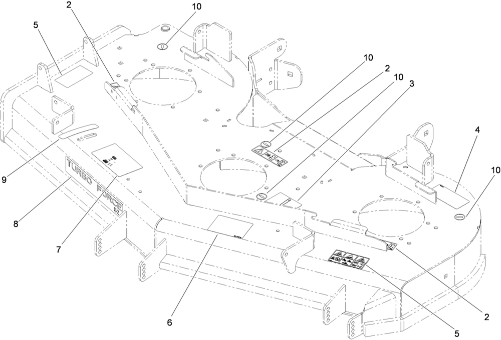 Deck Decal Assembly Diagram and Parts List for 74923TE (310000001-310999999)(2010) Toro Lawn Mower