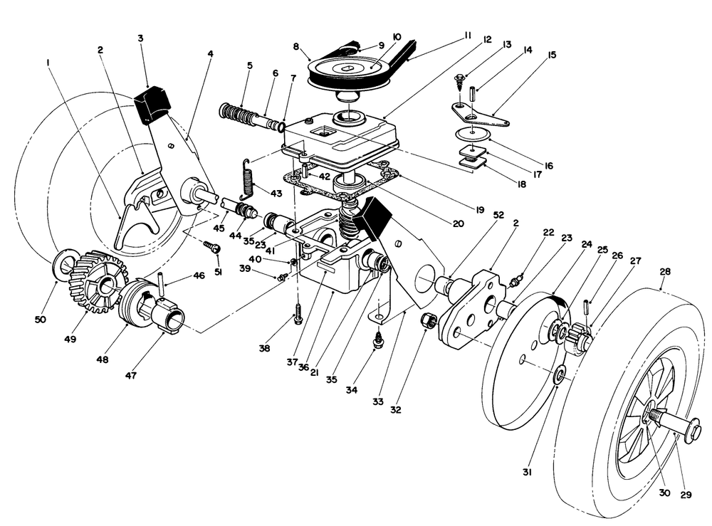 Gear Case Assembly Diagram and Parts List for 16775 0000001 - 0999999 Toro Lawn Mower