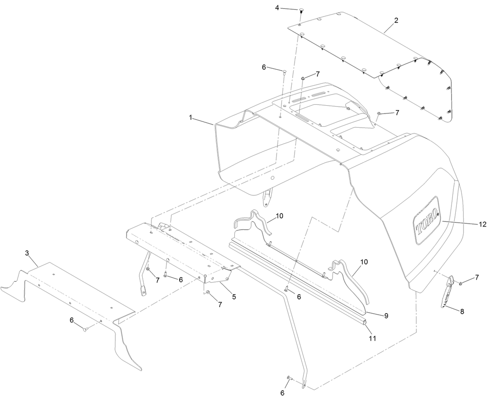Hood Assembly Diagram and Parts List for 74060 402252575-404399999 Toro Lawn Mower